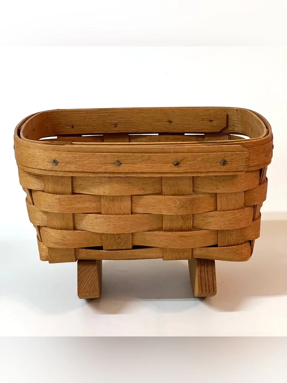 Longaberger Woven Small Rocking Basket Baby Doll Cradle 1992 USA 6.5 in